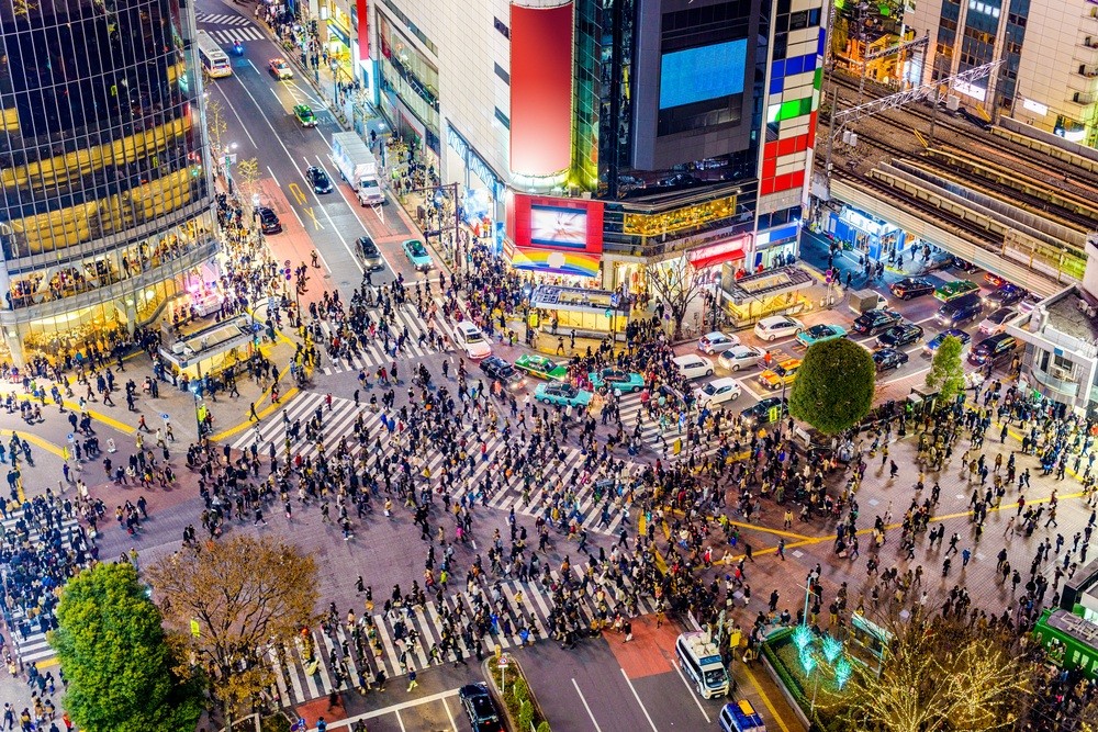 The busiest crossing in Shibuya