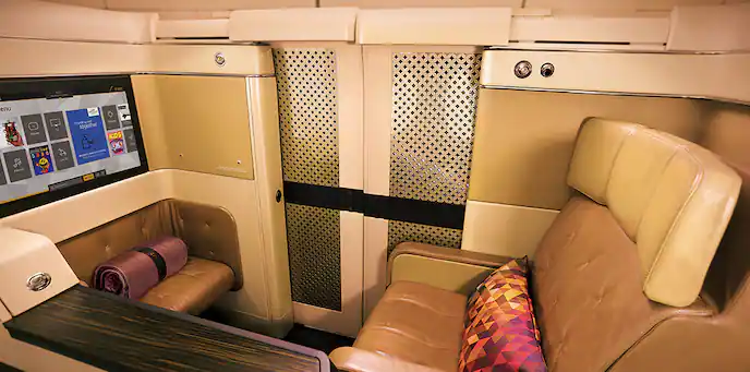 A double bed is just one of the luxury additions that are included in Etihad's The Residence