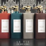 Image of all six fragrances of Trussardi's Le Vie Di Milano Collection.