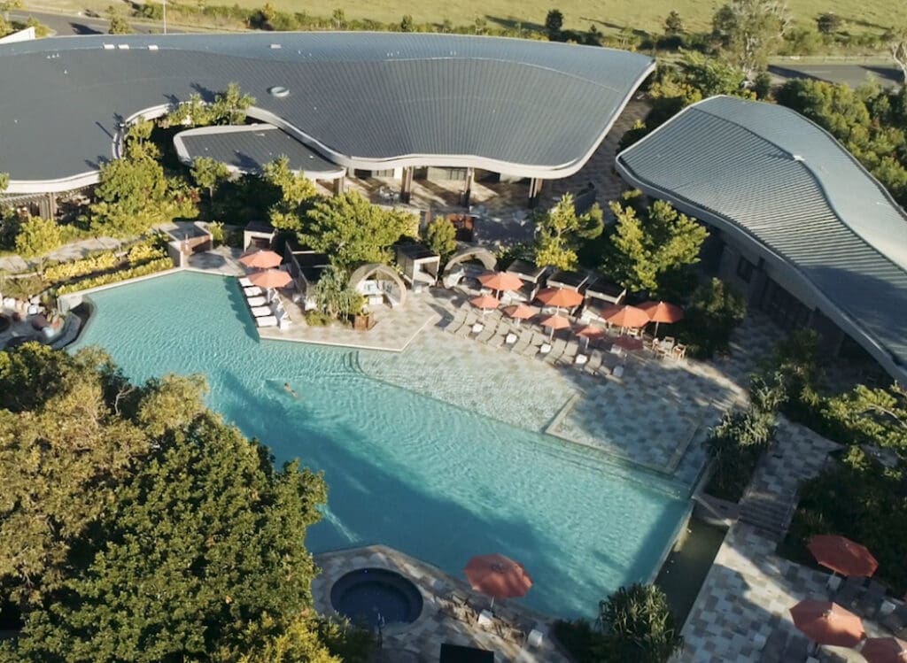 A bird-eye view of the swimming pool at the Elements of Byron