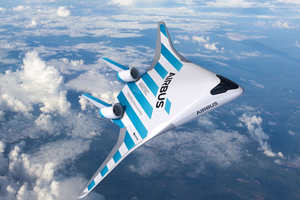 A model image of the Airbus Blended Wing plane 