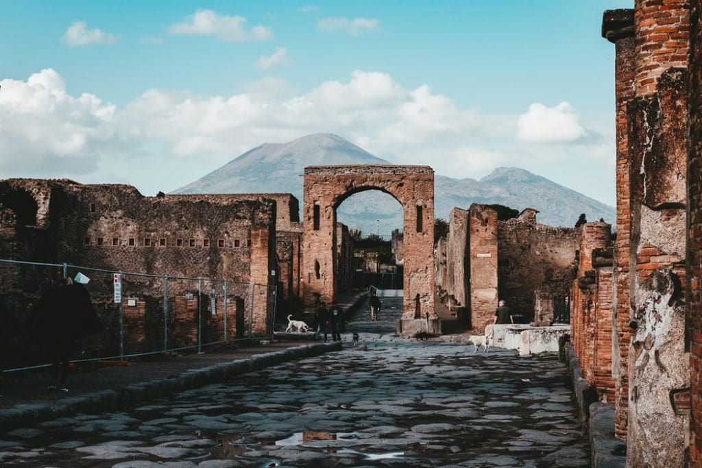 Pompeii ruins and Mount Vesuvius 
