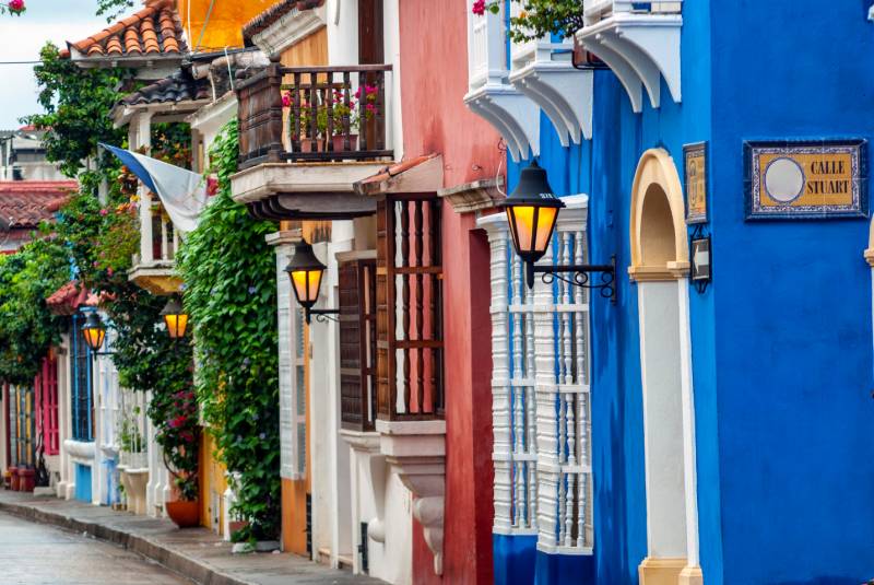 colourful buildings in Colombia