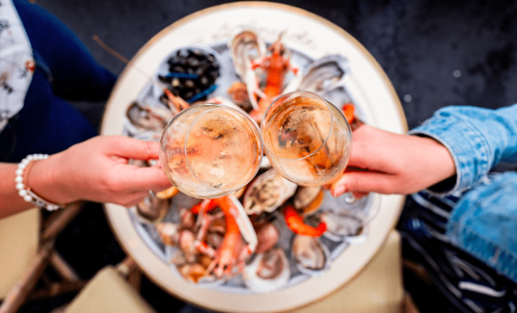 La Coupole wine and seafood platter, Paris
