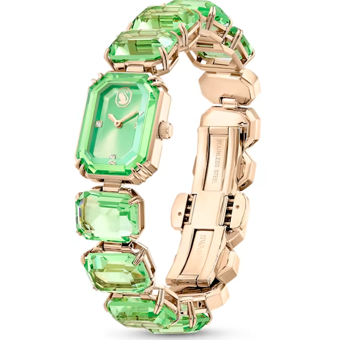 Swarovski Watch
Octagon cut bracelet, Green, Champagne gold-tone finish.