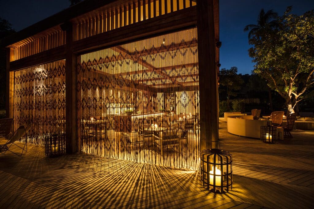 Mai Restaurant by night is romantic and elegant.