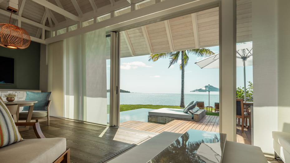beachfront villa with open door